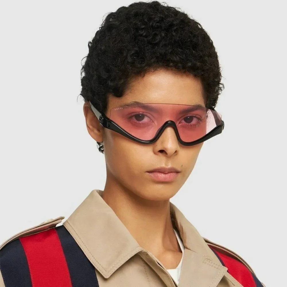 NEW Gucci GG1650S 002 Black Pink Unisex Shield Mask Sunglasses GG 1650S